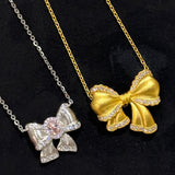 Silky Bow Necklace - Silver