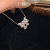 Silky Bow Necklace - Silver