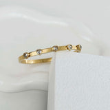 Crystal Heart Bangle - Gold