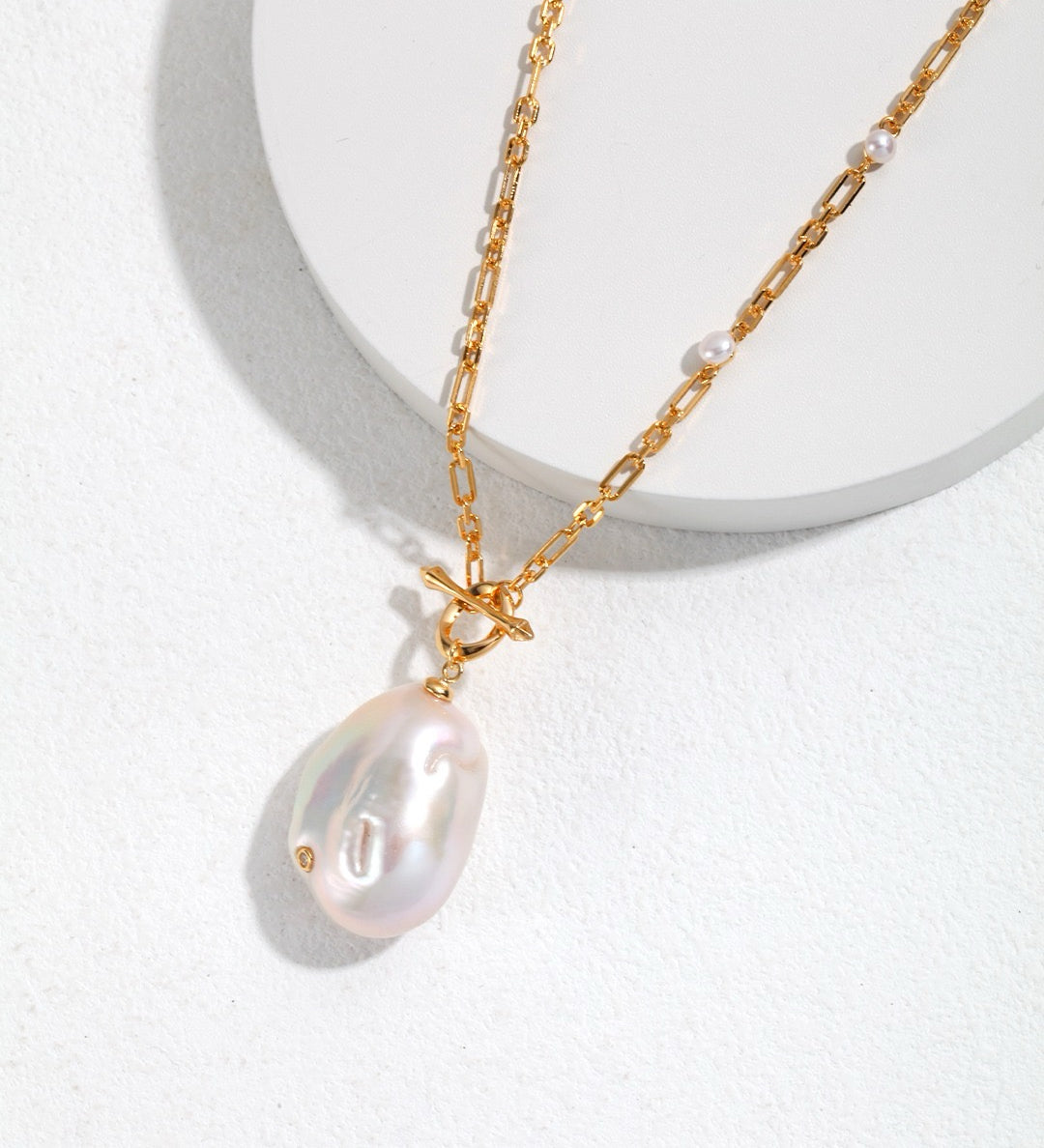 Gold Baroque Pearl Necklace