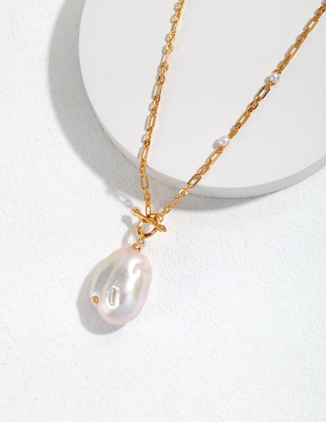 Gold Baroque Pearl Necklace