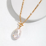 Gold Baroque Pearl Necklace