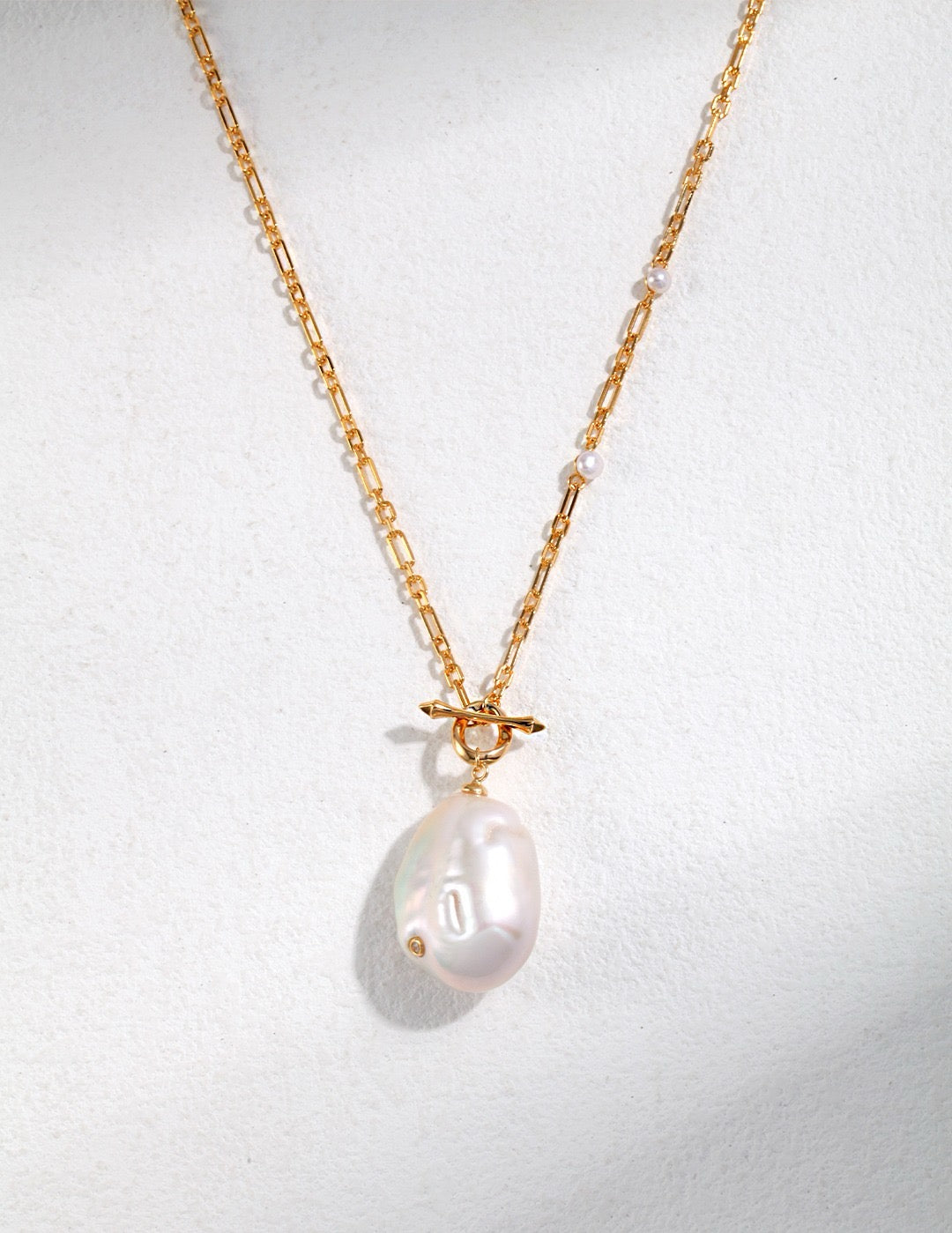 Gold Baroque Pearl Necklace