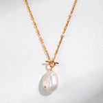 Gold Baroque Pearl Necklace