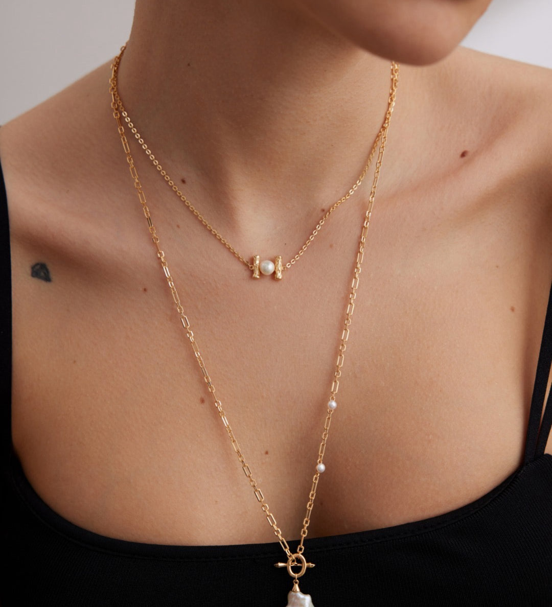 Gold Pearl Necklace