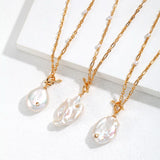 Gold Baroque Pearl Necklace