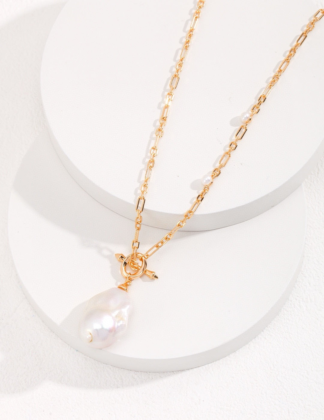 Gold Baroque Pearl Necklace