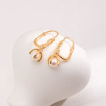 Gold Pearl Hoop Earrings 