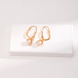 Gold Pearl Hoop Earrings 