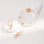 Gold Pearl Hoop Earrings 