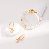 Gold Pearl Hoop Earrings 