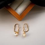 Gold Pearl Hoop Earrings 