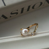 Cubic Zirconia Pearl Ring 