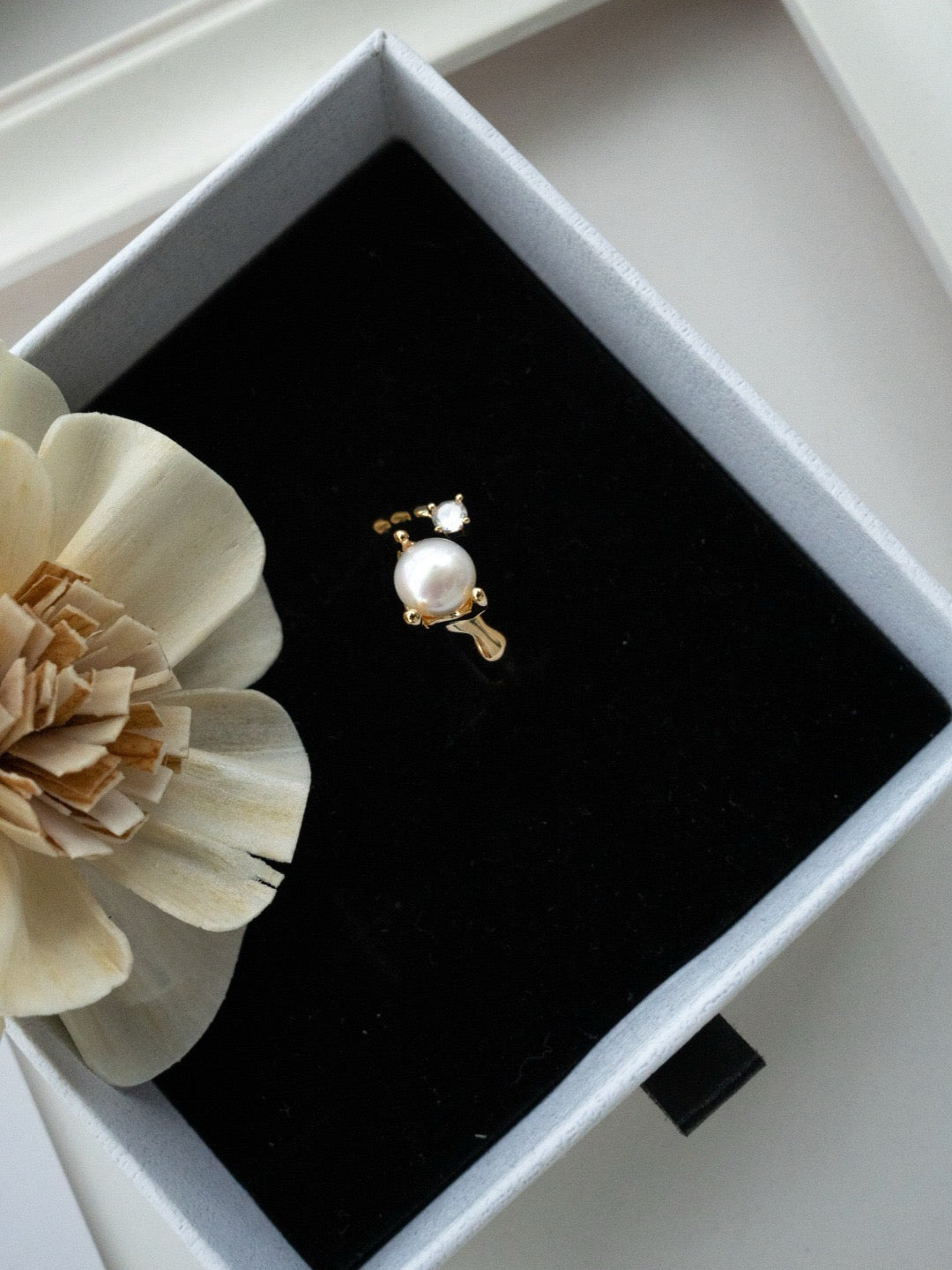 Cubic Zirconia Pearl Ring 