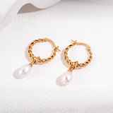 Twisted Hoop 2-in-1 Earrings with Pearl Pendant