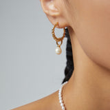 Twisted Hoop 2-in-1 Earrings with Pearl Pendant