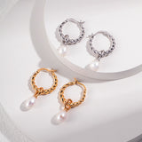 Twisted Hoop 2-in-1 Earrings with Pearl Pendant