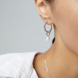 Twisted Hoop 2-in-1 Earrings with Pearl Pendant