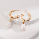 Essential 2-in-1 Gold Hoops with Baroque Pearl Pendant