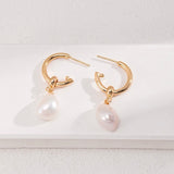 Essential 2-in-1 Gold Hoops with Baroque Pearl Pendant