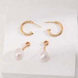 Essential 2-in-1 Gold Hoops with Baroque Pearl Pendant