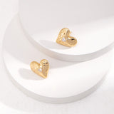 Gold Heart Stud Earrings with Cubic Zirconia