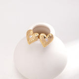 Gold Heart Stud Earrings with Cubic Zirconia