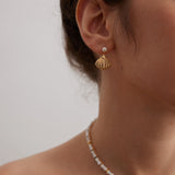 Dainty Shell with Pearl Earrings