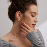 Gold Textured Square Earrings