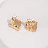 Gold Textured Square Earrings