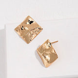 Gold Textured Square Earrings