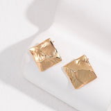 Gold Textured Square Earrings