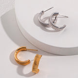 Minimalist Vintage Ribbed Earrings - Lena