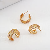 Gold Four-leaf Clover Detail Hoops