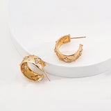 Gold Four-leaf Clover Detail Hoops