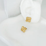 Gold Textured Clover Earrings