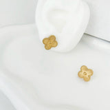 Gold Textured Clover Earrings