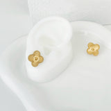 Gold Textured Clover Earrings