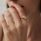 Mother of Pearl Oval Ring - Gold