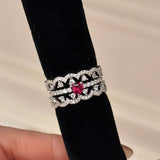 Dainty Lace Heart Ring Stack