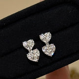 Double Heart Diamond Earrings