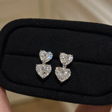 Double Heart Diamond Earrings