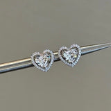 Diamond Heart Stud Earrings